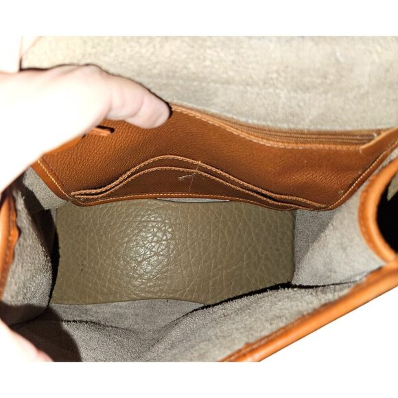 Dooney & Bourke Vintage Pebbled Leather Suede Satchel Crossbody Tan Brown USA - Picture 7 of 16